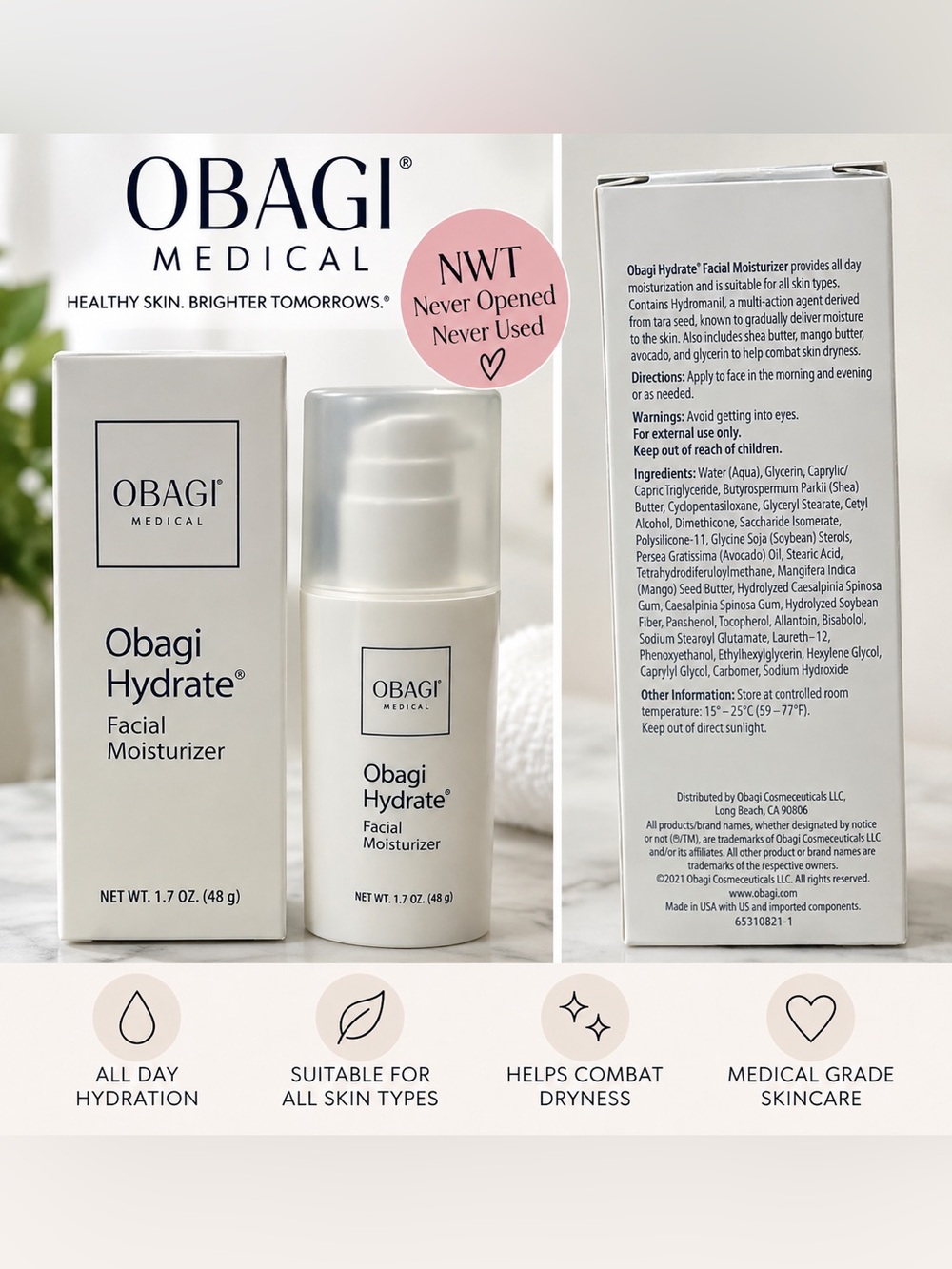 NWT Obagi Hydrate Facial
Moisturizer 1.7 oz | 48g -
